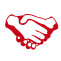 two red hands shaking graphic