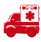 Red graphic of ambulance